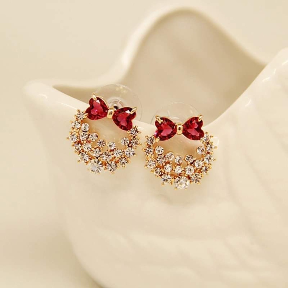Christmas Red Bow Earrings